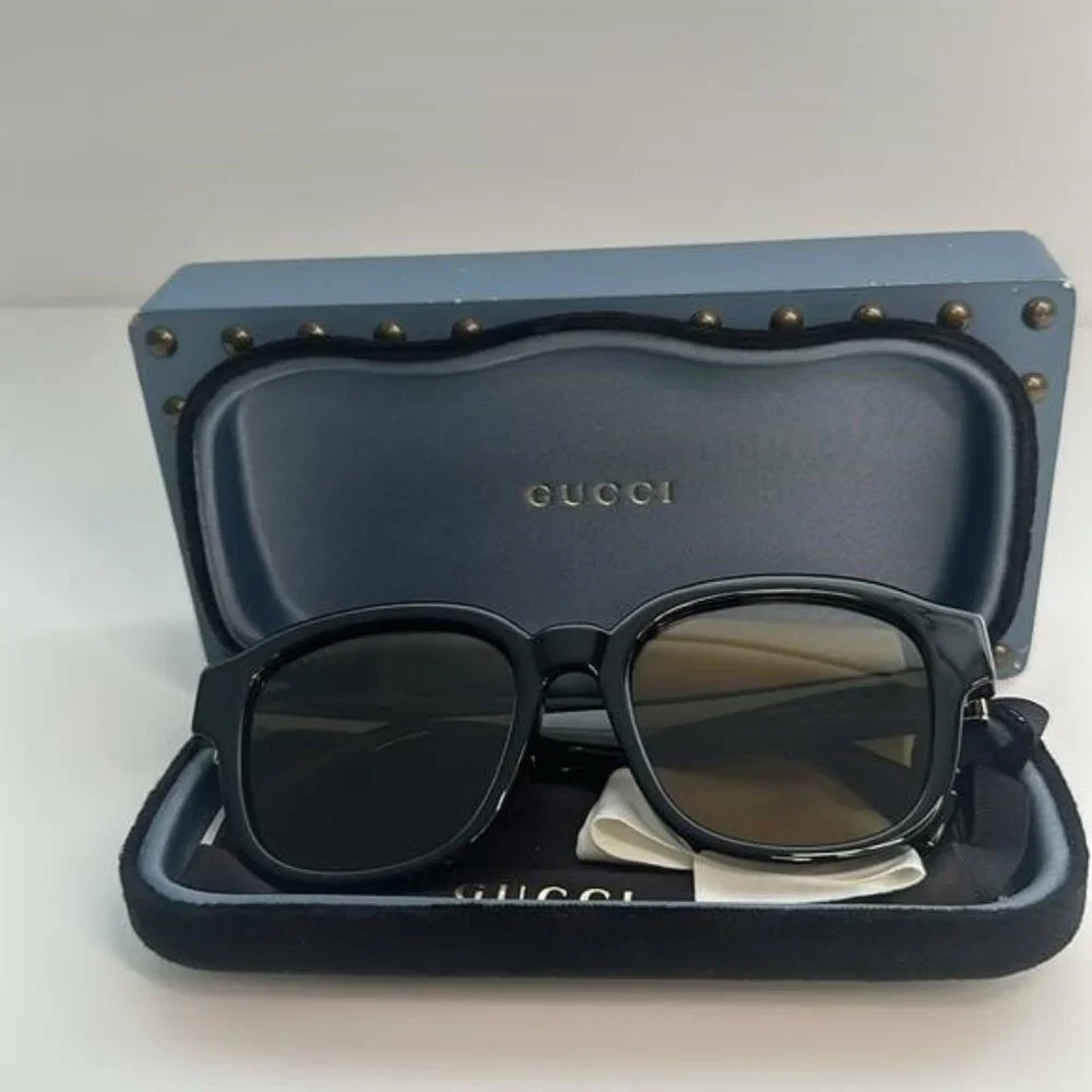 GUCCI GG1140SK-003 Unisex Classic Designer Sunglasses in Black & Gold/Brown 54mm